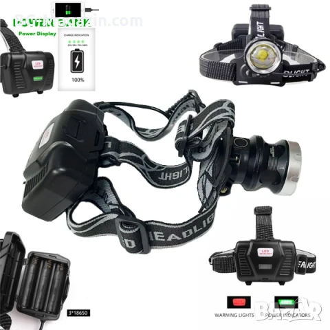 Професионален мощен акумулаторен челник фенер за глава далекобоен тактически за лов риболов каска, снимка 3 - Къмпинг осветление - 50938660