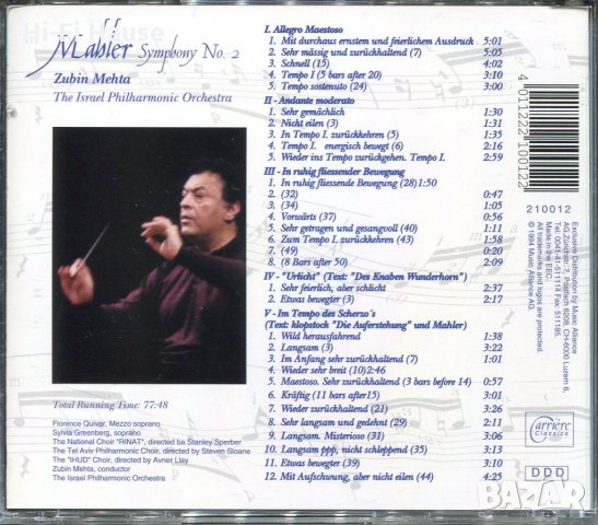 Mahler-Symphony 2 Zubin Mehta, снимка 2 - CD дискове - 34588240