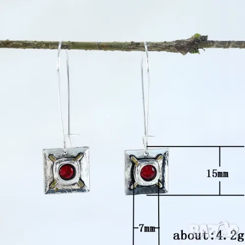 Винтидж обици с рубин, снимка 1