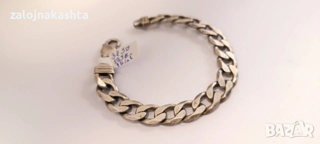 Сребърна гривна Панцер-37,50гр/925, снимка 3 - Гривни - 53370670