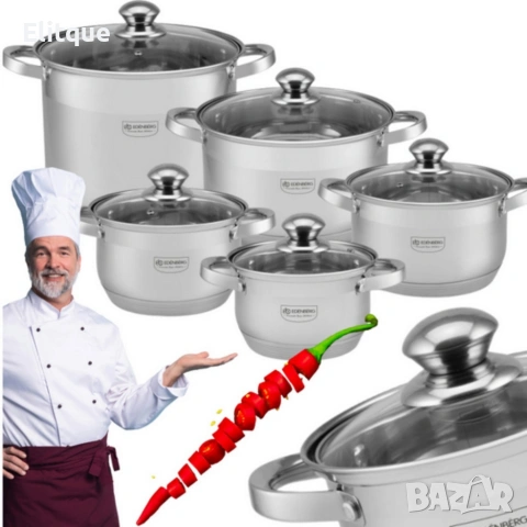 Комплект 10 части Edenberg EB-4009 от неръждаема стомана - равномерно и бързо готвене, снимка 8 - Други - 53389279