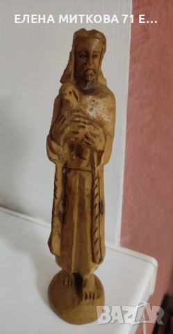 Дърворезба фигура на Исус с малко агънце на ръце, снимка 5 - Антикварни и старинни предмети - 53515010