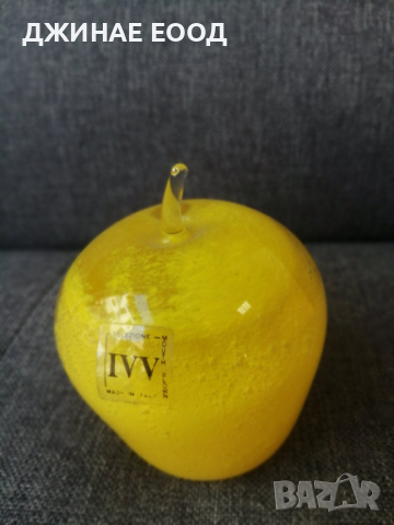  Декоративна стъклена ябълка марка IVV - Жълта , снимка 2 - Статуетки - 44876848