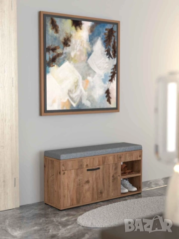 Шкаф за обувки с пейка / Шкаф пейка за обувки с възглавница, снимка 3 - Шкафове - 51804083