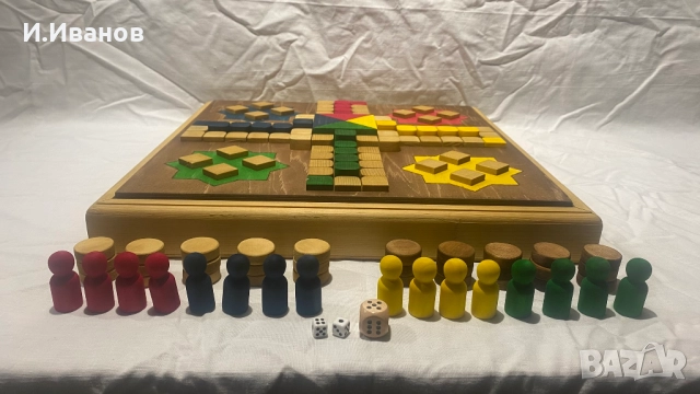 Продавам дървена игра 3 в 1, Не се сърди човече, дама и табла. Нова., снимка 2 - Настолни игри - 52672853