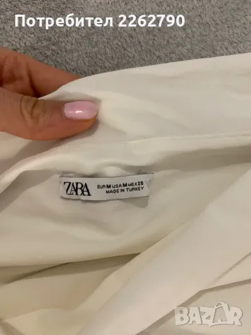 Бял топ Zara с паднало рамо, снимка 2 - Корсети, бюстиета, топове - 48970478