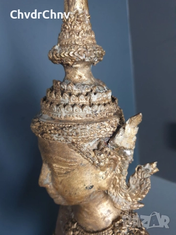 50см-8кг будистка фигура/стара азиатска-тайландска бронзова скулптура/статуетка на божество/ангел, снимка 6 - Антикварни и старинни предмети - 52457047