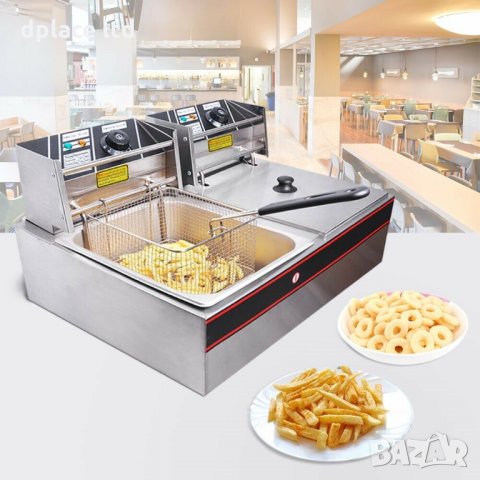 Професионален фритюрник електрически двоен 2х5,5литра чисто нов, снимка 2 - Обзавеждане на кухня - 26884176