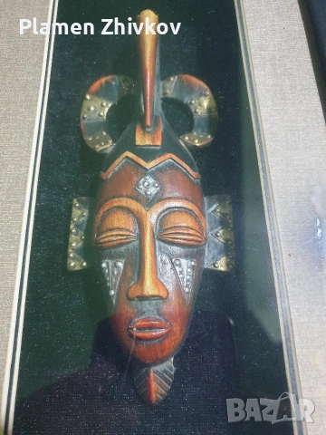 Афрканска пластика , рамкирана под стъкло , снимка 4 - Антикварни и старинни предмети - 53393094