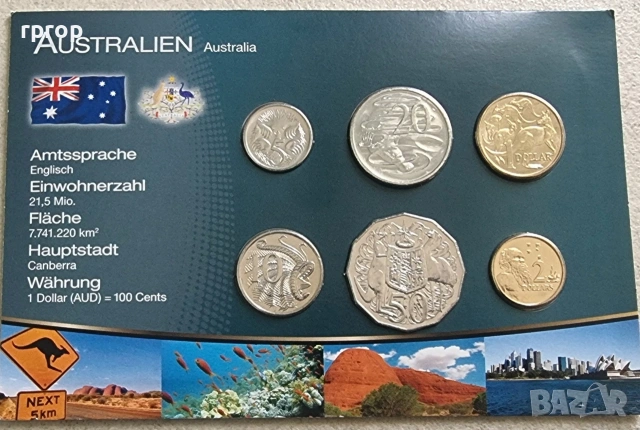 Австралия.
5, 10, 20 ,50 цента 1 и 2 долара
UNC.