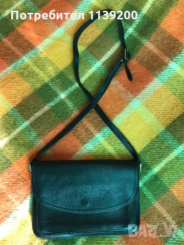 Дамска италианска малка черна чанта естествена кожа дълга дръжка, снимка 2 - Чанти - 34944261