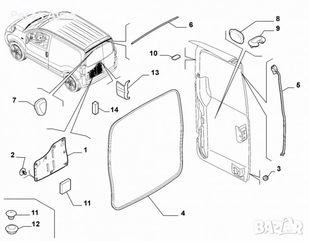 735489587,тапицерия панел задна лява врата FIAT NUOVO FIORINO-QUBO (2007-2016), снимка 3 - Части - 27734759
