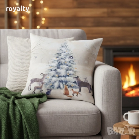 Коледни декоративни калъфки за възглавници – 7 уникални празнични дизайна, 45×45 см - 6бр в комплект, снимка 6 - Други стоки за дома - 52121831