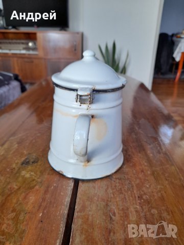 Стар емайлиран чайник #58, снимка 4 - Антикварни и старинни предмети - 43836391