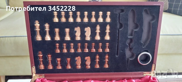 кутия дървена за вино и шах фигури дървени за ценители , снимка 2 - Декорация за дома - 51081141