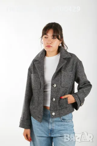 Дамско Вълнено късо Яке Terry jacket - Сив Меланж