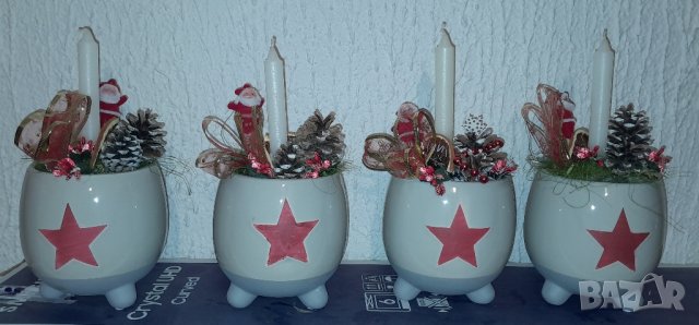 Свещници в керамична кашпа, снимка 4 - Декорация за дома - 43231911