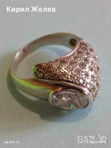 Сребърен пръстен модерен артистичен дизайн Swarovski прелестен 28537, снимка 7 - Пръстени - 52909696