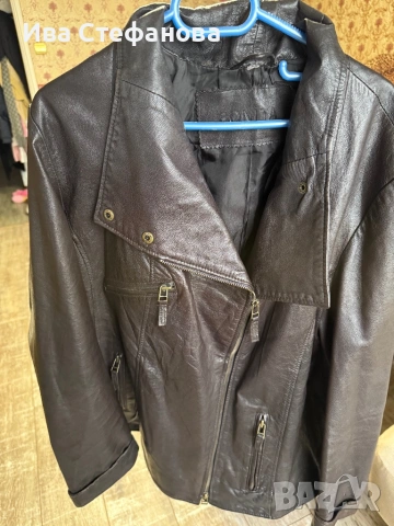 Кожено яке 100% естествена тъмно кафява кожа дамско кожено яке, снимка 3 - Якета - 49905497