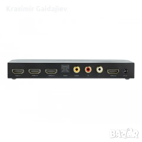 Delock HDMI превключвател 3 x HDMI вход към 1 x HDMI изход 4K 60 Hz с аудио екстрактор, снимка 1