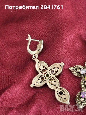 Сребърни обеци с камъни, снимка 6 - Обеци - 50706464