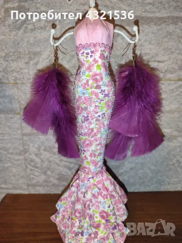 Красиви обемни обеци от пера, снимка 1