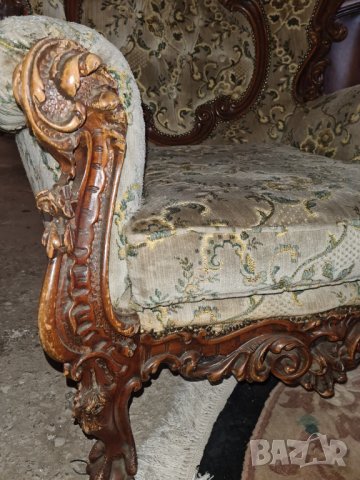 Уникално красива барокова холна гарнитура внос от Европа, снимка 3 - Дивани и мека мебел - 34703922