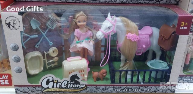 Детска ферма с кукла, кон, куче и аксесоари