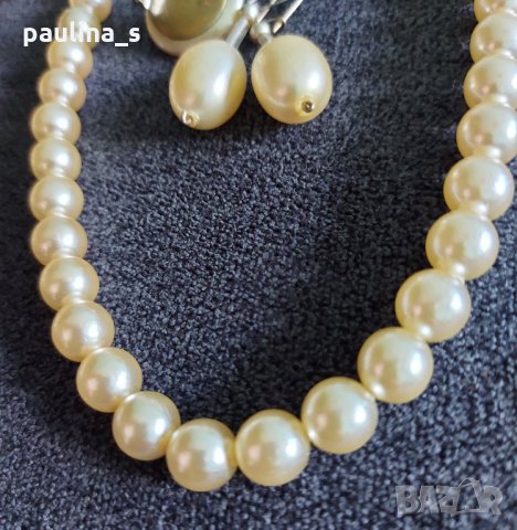 Комплект перли от соц-а / гердан и 2 чифта обеци, снимка 6 - Бижутерийни комплекти - 32873198