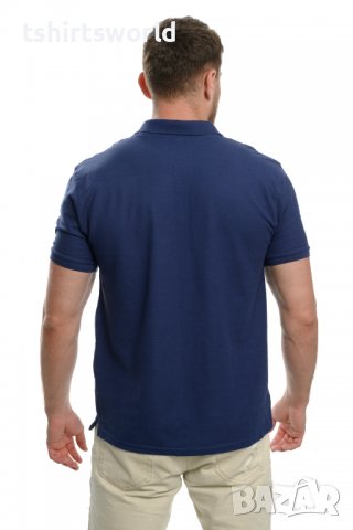 Нова тъмносиня мъжка блуза (тениска) тип Lacoste с Котва и яка, снимка 4 - Блузи - 37662468