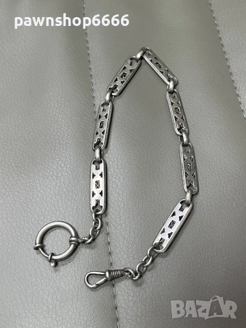 Сребърна верижка за джобен часовник, снимка 9 - Антикварни и старинни предмети - 51454898