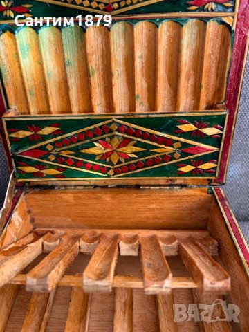 Българска дървена пирографирана етно кутия за цигари-1, снимка 4 - Антикварни и старинни предмети - 43996248