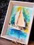Длан море, малка картина пастел, снимка 2