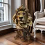 Елегантна Статуя на Лъвска Глава от Смола, снимка 2