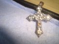 СТАРО МЕДНО ПОСРЕБРЕНО КРЕСТАЛНО АРТ КРЪСТЧЕ - МЕДАЛЬОН 21283, снимка 7