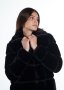 Стилно дамско пухено палто с дълъг ръкав, снимка 3