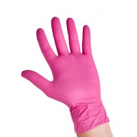 Ръкавици от нитрил, розов цвят - 100 броя - L размер