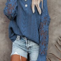 Дамски пуловер с дълъг ръкав с изрязани венчелистчета, 3цвята - 023, снимка 16 - Блузи с дълъг ръкав и пуловери - 39343746