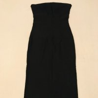 Стилна черна рокля без презрамки, снимка 1 - Рокли - 32320899