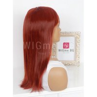 Дълга права червена перука с бретон Вивиан, снимка 2 - Аксесоари за коса - 32378816