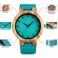Оригинален, ръчно изработен дървен часовник, Модел С28, снимка 3 - Дамски - 26818136