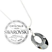 КОЛИЕ С КРИСТАЛИ SWAROVSKI-Helios-Silver Night-20mm, снимка 1 - Колиета, медальони, синджири - 43449961