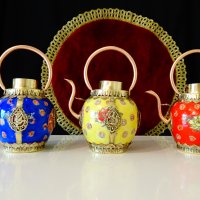 Тибетски чайник,кана от порцелан,мед и месинг. , снимка 12 - Антикварни и старинни предмети - 37512675