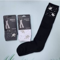 Модерни чорапи до коляното с декоративни камъчета , снимка 5 - Дамски чорапи - 42993245