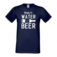 Мъжка тениска Save Water Drink Beer 1,Бира,Бирфест,Beerfest,Подарък,Изненада,Рожден Ден, снимка 10 - Тениски - 36387393