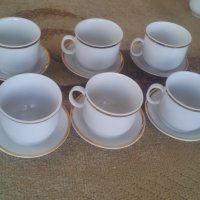 Чашки за кафе и чай с чинийки, златен кант, снимка 7 - Чаши - 26608162