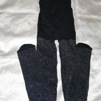 М/L Черен чорапогащник със сребрист брокат , снимка 6 - Бельо - 43844171