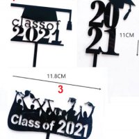 Class Of 2021 Клас на 2021 завършване тога топер украса табела за торта, снимка 1 - Други - 32927820