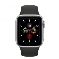 APPLE WATCH SILVER ALUMINUM CASE WITH BLACK SPORT BAND 40MM SERIES 5, снимка 1 - Apple iPhone - 26666988