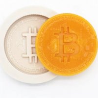 Bitcoin Биткойн монета силиконов молд форма фондан шоколад гипс декор, снимка 2 - Форми - 33021873